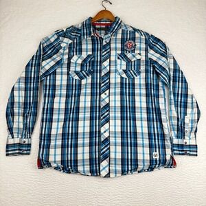 Vintage Coogi Australia 69 Mens Plaid XL Western Pearl‎ Snap Long Sleeve Shirt